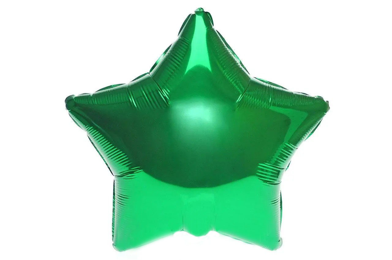 Кулька фольгована зірка 45см (18") Зелений | Новий рік