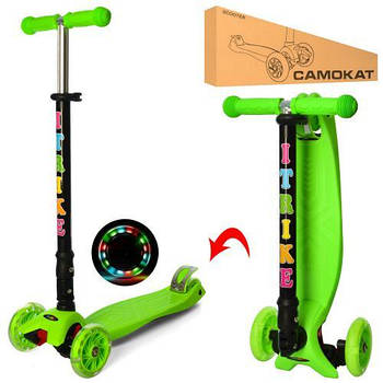 Дитячий триколісний самокат maxi JR 3-003-1-GR, зеленого кольору