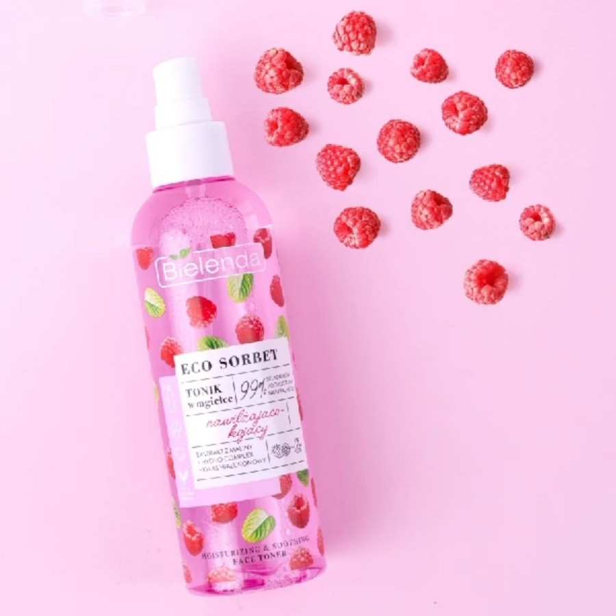 Тонік-спрей для обличчя з екстрактом малини Bielenda Eco Sorbet Moisturizing & Soothing Face Toner 200 мл