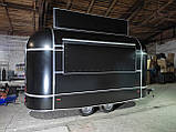 Торговий причіп "АїрСтим" 4.5*2.1 м; чорного кольору. / (2-осний; 1500кг.) / Зі столами та електрикою., фото 2