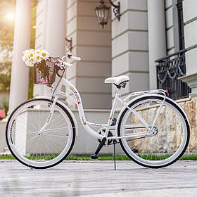 Велосипед жіночий міський  VANESSA 26 White з кошиком Польща