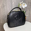 Жіноча міні сумочка клатч рептилія чорна, маленька напівкругла сумка під рептилію, фото 2