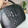 Жіноча міні сумочка клатч рептилія чорна, маленька напівкругла сумка під рептилію, фото 6