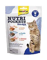 GimCat Nutri Pockets Sea Mix - морской микс подушечек для кошек 150 грамм
