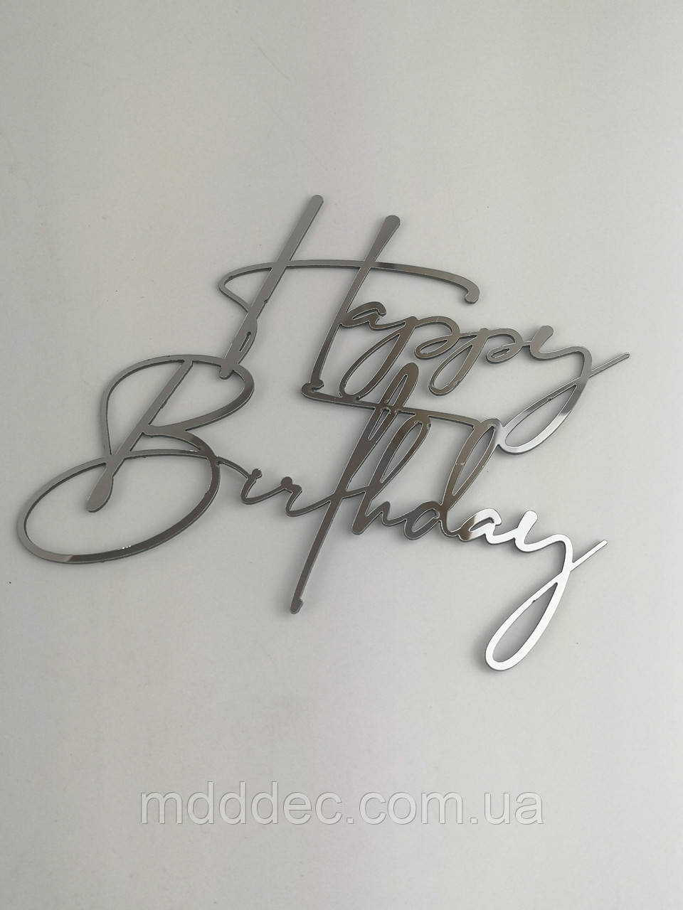 Дзеркальний бічний топер на торт Happy Birthday, торцевий топер на бік торта пластиковий