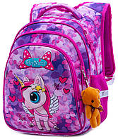Рюкзак шкільний, для дівчинки R2-173 три відділи,ортопедична спинка, SkyName (Winner) 30*18*37см рожевий