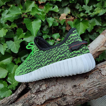 Кросівки зелені слатові текстильні під Yeezy Boostі унісекс літні підліткові, фото 5