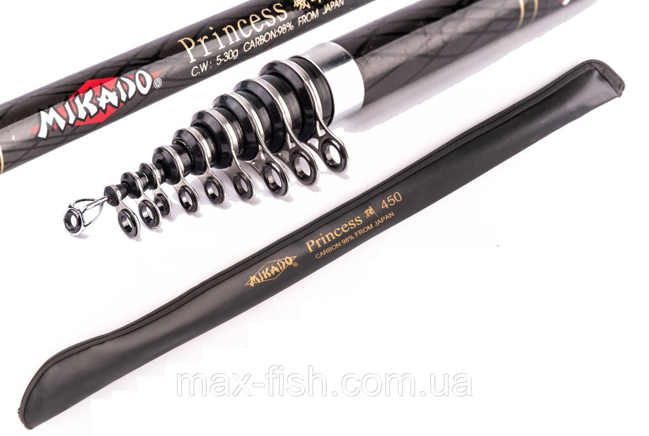 Вудка Mikado Princess 4,50 м Carbon у чохлі 5-30г