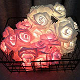 Гірлянда Троянди рози квіти 20 лампочок на 3м від USB біло рожеві, фото 2