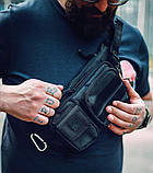 Чоловіча сумка-трансформер на плече або на пояс GOR-TEC чорна тактична з тканини А, фото 2