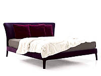 Ліжко двоспальне м'яке на ніжках MeBelle MUSKAN 160х200 см з ламелями, фіолетовий пурпурний велюр