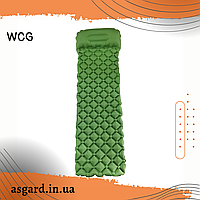 Надувной каремат с помпой походный, туристический WCG для кемпинга (зеленый)