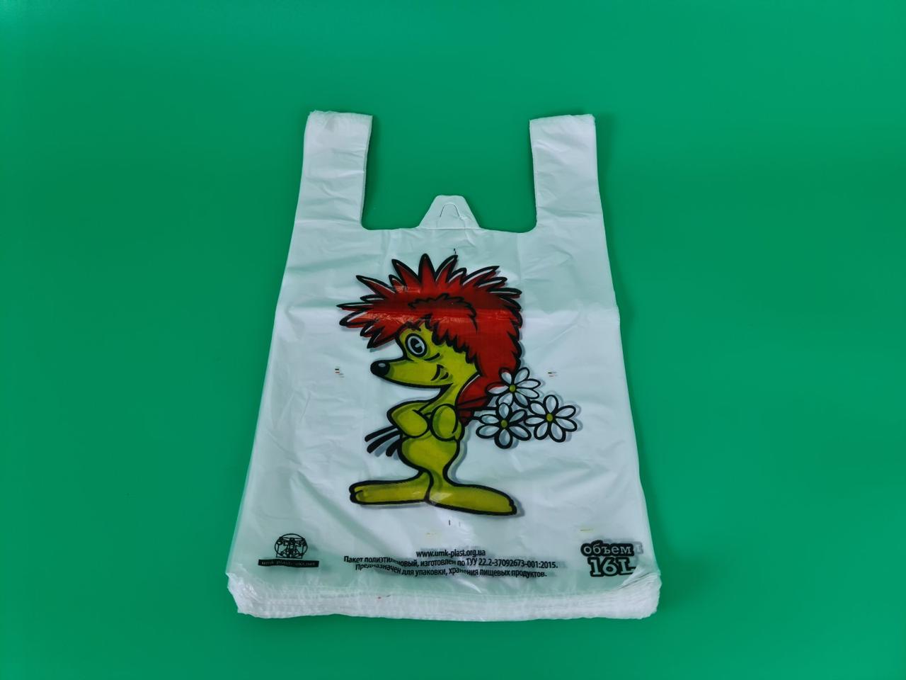 Пакет Майка п/е (30/7*50) "Їжачок" 18 мкр (250 шт.), фото 1