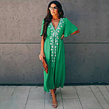Плаття-туніка жіноче з вишивкою, зелене, фото 3
