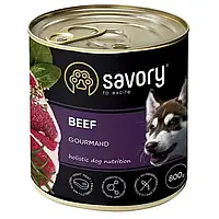 Влажный корм с мясом говядины для взрослых гурманских собак Savory Dog Gourmand Вeef 800 г