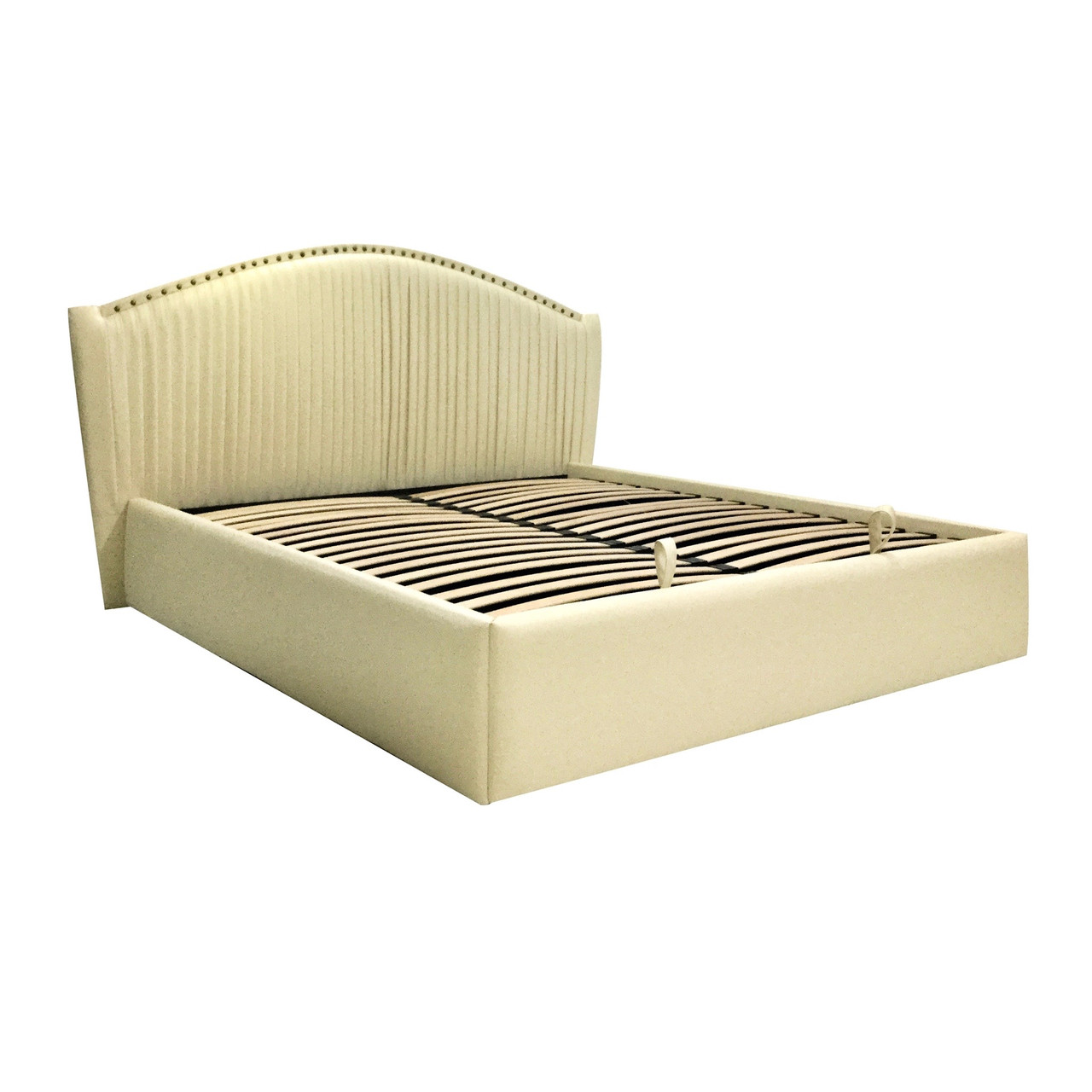 Ліжко з м'яким узголів'ям мушлі MeBelle SHELLIE 160х190 см двоспальне, молочно-бежева екошкіра