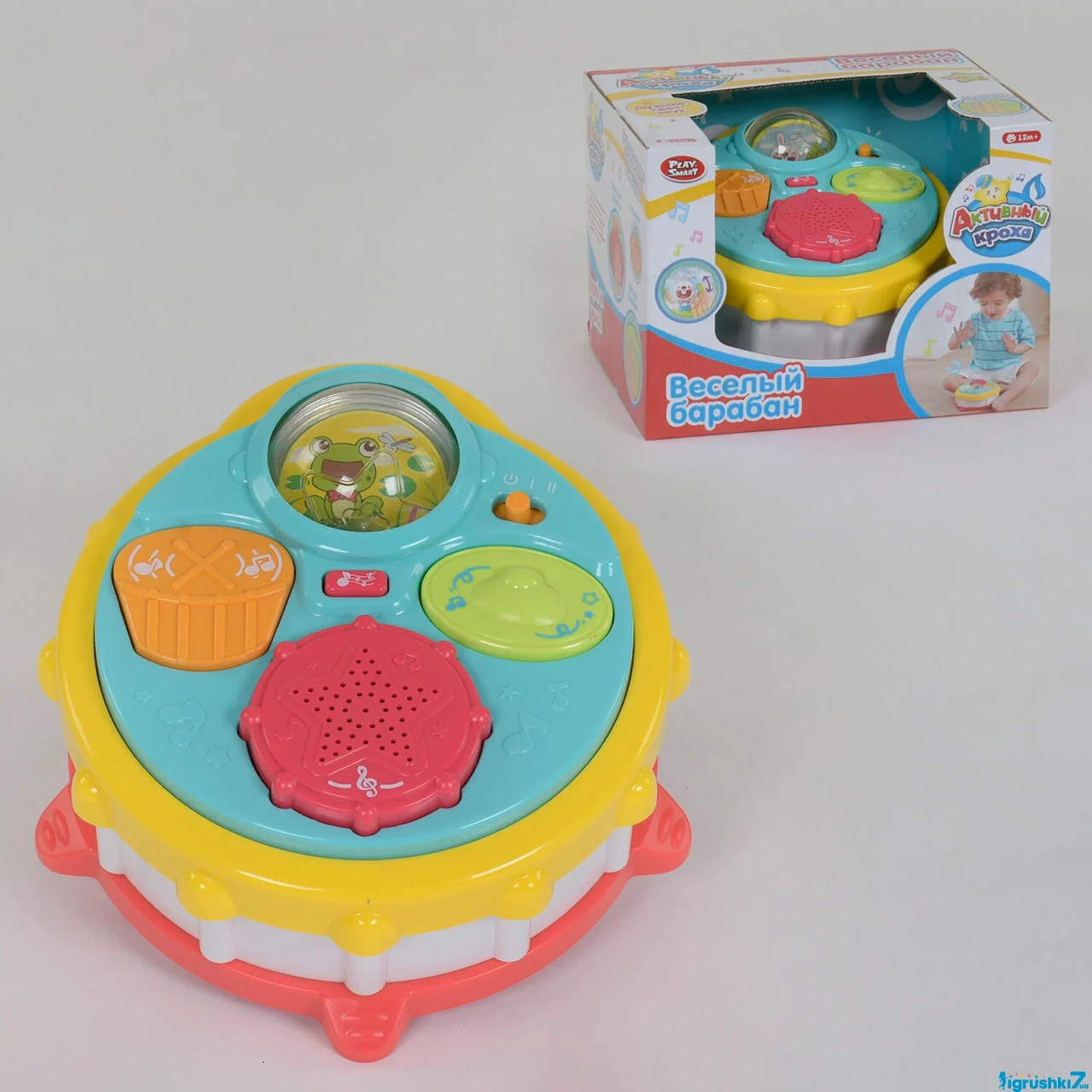 Барабан 7660 (24) "Play Smart", музичний, підсвічування брязкальця, рос. опис, в коробці