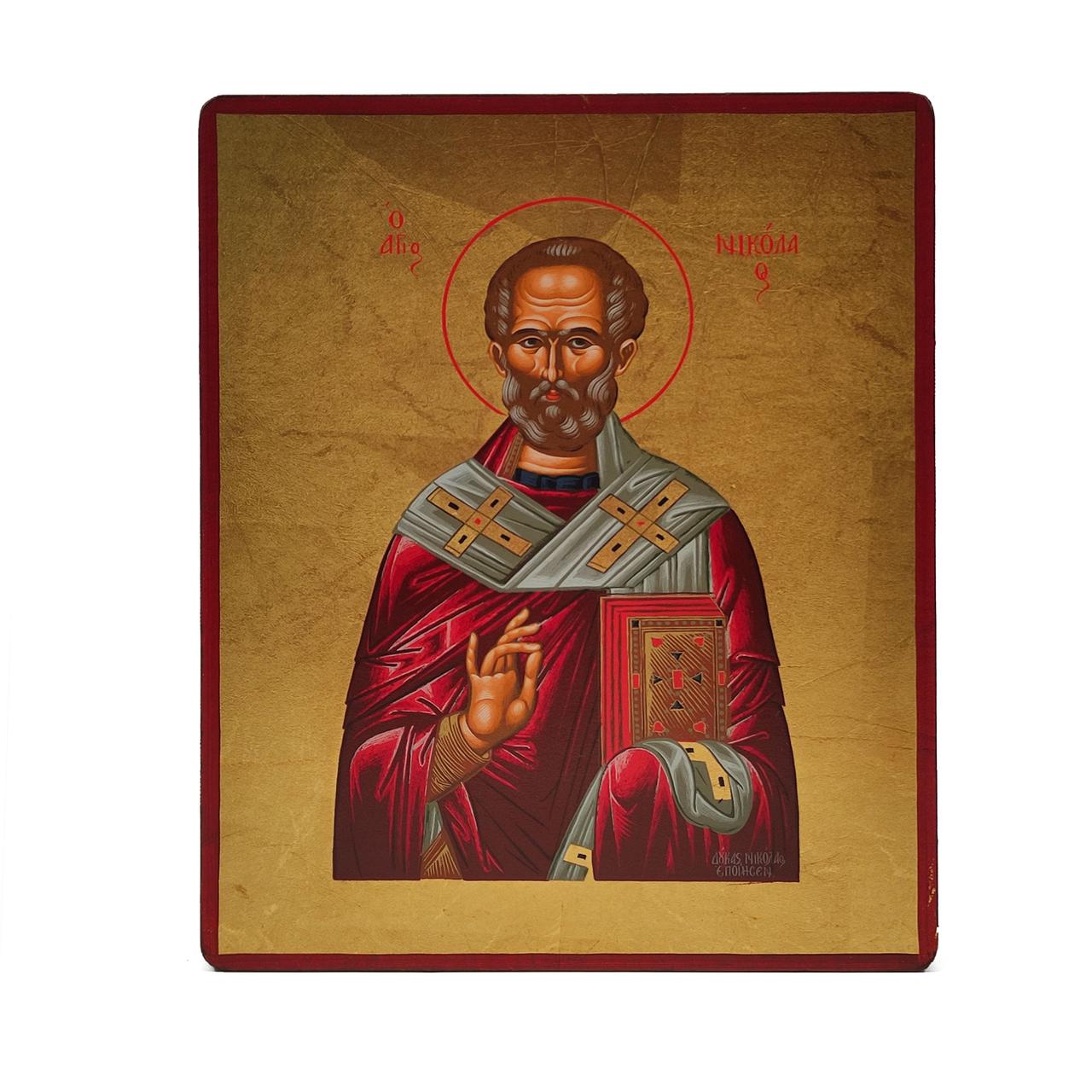 Икона Святой Николай Чудотворец 15 Х 19 см Ручная роспись с нанесением золота