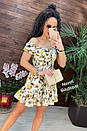 Коротка квіткова сукня з гумкою на талії та спідницею з оклеями (р. 42-48) 91PL4193, фото 3