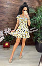 Коротка квіткова сукня з гумкою на талії та спідницею з оклеями (р. 42-48) 91PL4193, фото 7