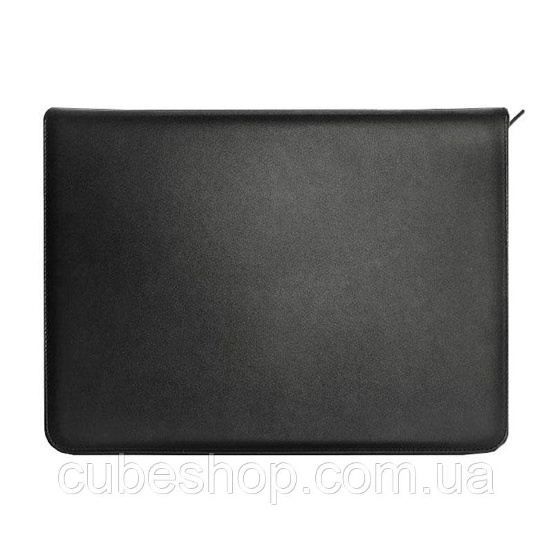 Шкіряна папка для документів А4 на блискавці (чорна), фото 1