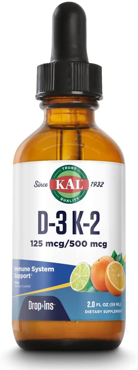 Вітаміни Д3 і К2 в краплях з натуральним цитрусовим смаком KAL 59 мл