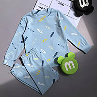 Летняя пижама для мальчика карандаши Голубая 10620 36, Голубой, Для мальчиков, Весна Осень, 100, 3 года