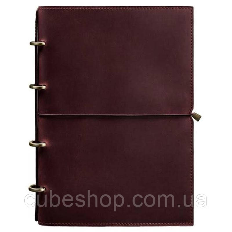Шкіряний блокнот софт-бук на кільцях 9.0 Soft (бордовий), фото 1