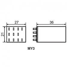 Реле проміжне MY3 5A 3 групи перемикаючих контактів АС 220В, фото 2