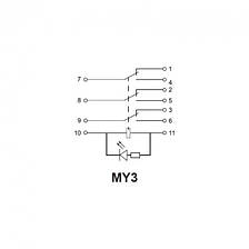 Реле проміжне MY3 5A 3 групи перемикаючих контактів АС 220В, фото 2