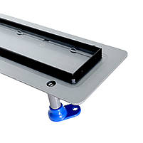 Зливний трап для душу з горизонтальним виходом, 60 см, Душовий канал з сухим затвором, чорна решітка, фото 5