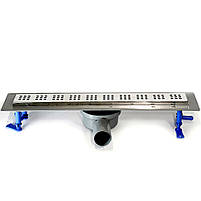 Душовий трап для душу з горизонтальним виходом, поворотним сифоном з гратами "квадрат" 60 см, фото 2