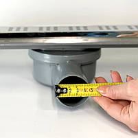 Душовий трап для душу з горизонтальним виходом, поворотним сифоном з гратами "квадрат" 80 см, фото 3