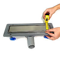 Зливний трап для душу з поворотним сифоном 360, решітка "ПІД ПЛИТКУ" 33 см, Каналізаційний зливний канал, фото 2