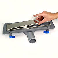 Зливний трап для душу з поворотним сифоном 360, решітка "ПІД ПЛИТКУ" 33 см, Каналізаційний зливний канал, фото 3