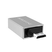 Перехідник Borofone BV2 OTG USB - MicroUSB (Сталевий)