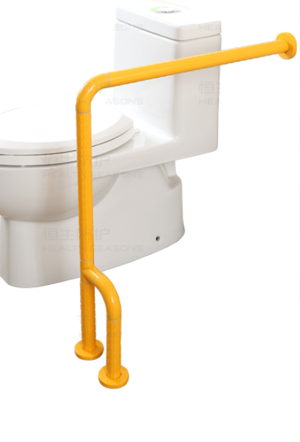 Г-подібний поручень с додатковою ніжкою з нержавіючої сталі в оболонці з АВС пластика, Ø32, 70*60*30см, фото 1