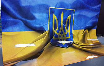 Патріотична наклейка на капот 123 х 155 см прапор з гербом України, фото 3