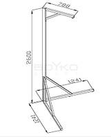 Стійка BS кутова для боксерських мішків до 50кг. з металевої труби 80х40х2мм (2600*1350 мм.)