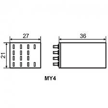 Реле проміжне MY4 3A 4 групи перемикаючих контактів 24В АС, фото 2