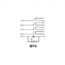 Реле проміжне MY4 3A 4 групи перемикаючих контактів 24В АС, фото 2