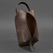 Шкіряна косметичка-несесер 5.0 (темно-коричнева) шкіра Crazy Horse, фото 5