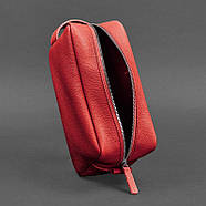 Шкіряна косметичка-несесер 6.0 (червона) шкіра флотар, фото 3