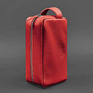 Шкіряна косметичка-несесер 6.0 (червона) шкіра флотар, фото 4