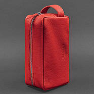 Шкіряна косметичка-несесер 6.0 (червона) шкіра флотар, фото 5