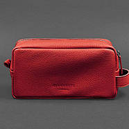 Шкіряна косметичка-несесер 6.0 (червона) шкіра флотар, фото 6