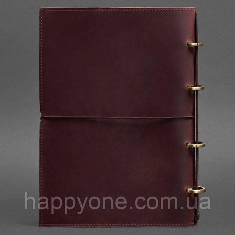 Шкіряний блокнот софт-бук на кільцях 9.0 Soft (бордовий)