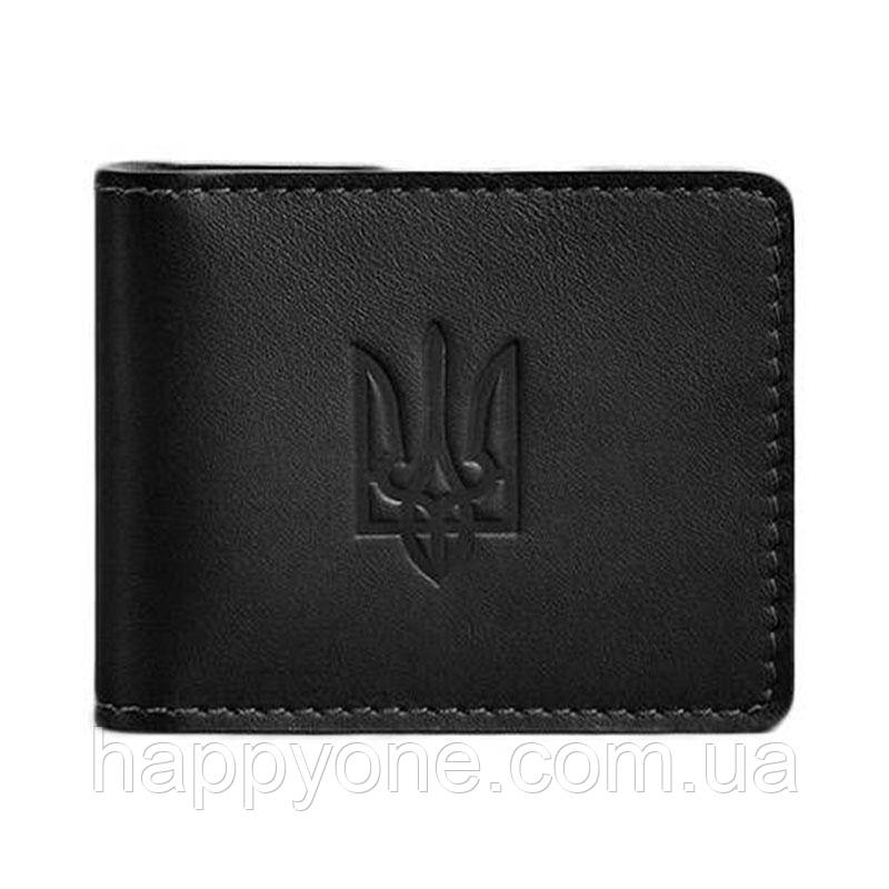 Шкіряна обкладинка для посвідчення з гербом України (чорна), фото 1