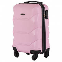 Міні пластиковий чемодан Wings 147 на 4 колесах Рожевий