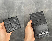 Мужской черный кошелек из натуральной кожи Botega Veneta Ботега Венета вертикальный бумажник